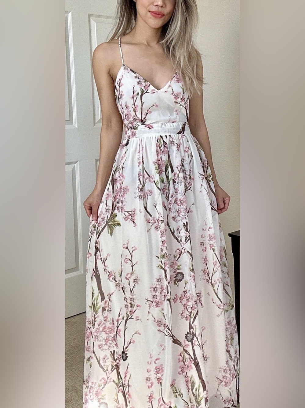 Floral Pink Blossom Maxi Dress - Women